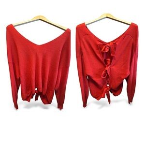 River Island Women’s Size 12 Bright Orange Chic Winter Sweater with Tie Back